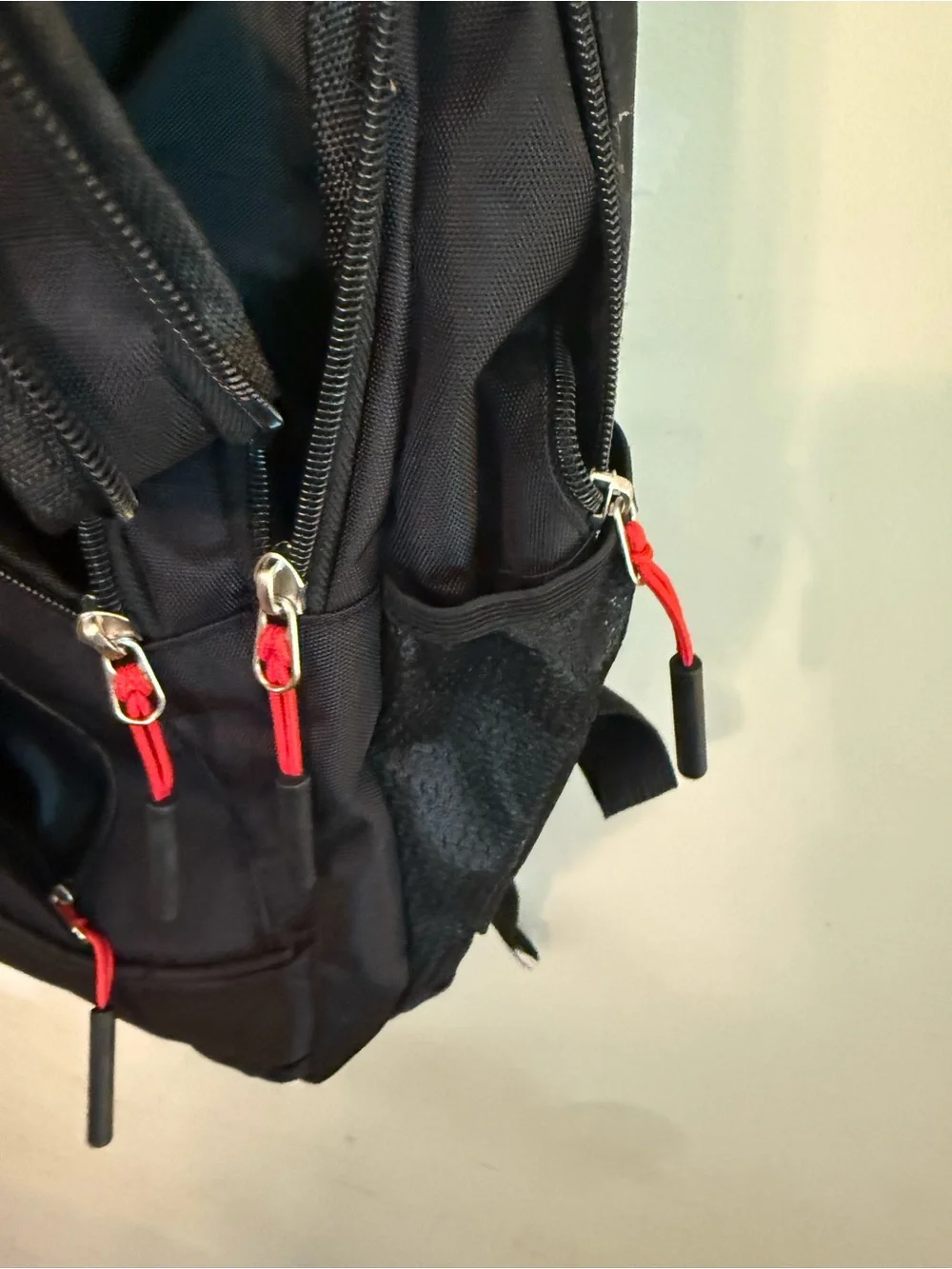 Black Men's Backpack with Red Accents